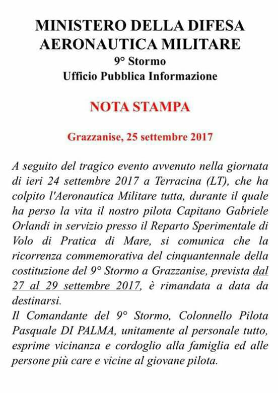 nota stampa aeronautica