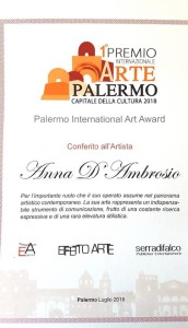 Anja Premio Palermo attestato