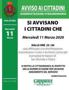 manifesto disinfestazione territorio comunale di Alife